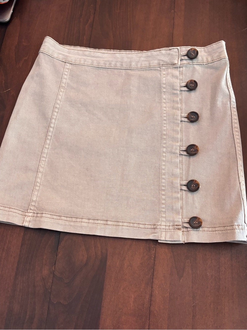 Altar'd State Light Gray Button-Side Mini Skirt